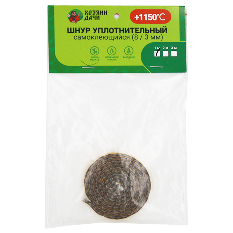   Уплотнительный шнур 8х3 мм.самоклейка L=1 метр. (миниатюра)